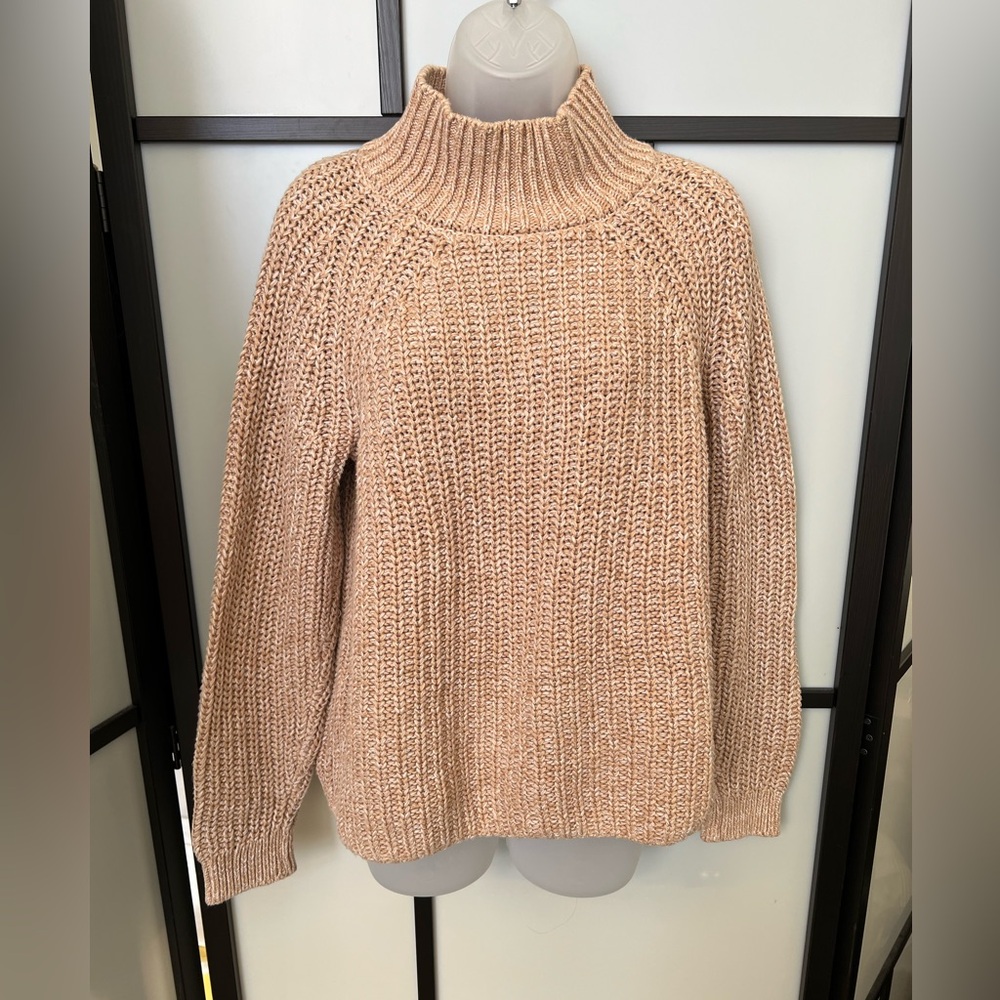 Gap 💯 Cotton Marled Mock Neck Turtleneck Chunky Knit Sweater Medium